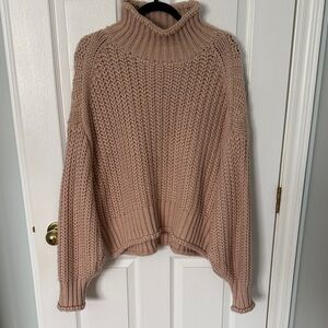 Cozy Knit Turtleneck Sweater - Pink